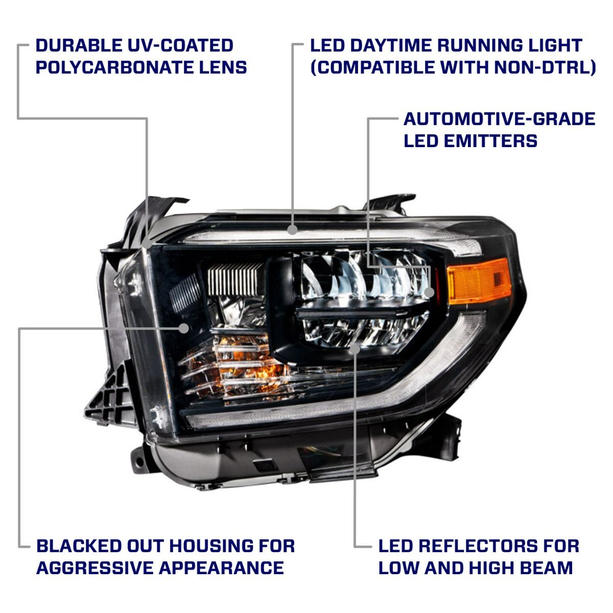 Form Lighting 2014-2021 Toyota Tundra LED Reflector Headlights-FL0002