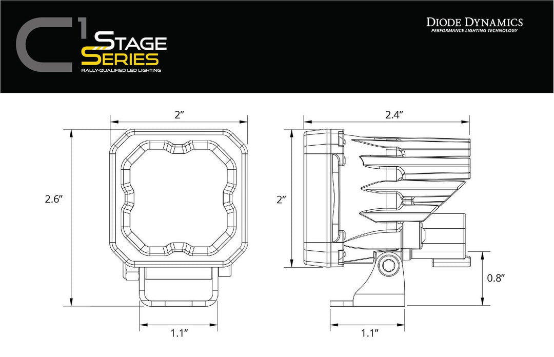 SSC1 Stage Series C1 LED Pod Yellow (SAE Fog) Standard