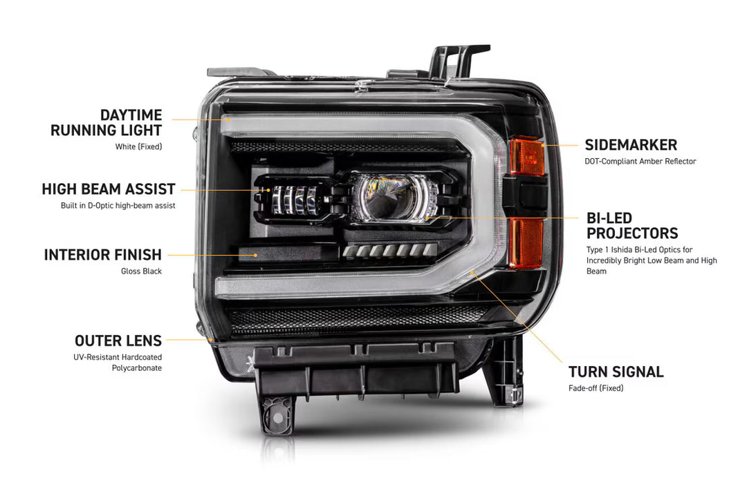 XB Evo Hybrid Headlights: 14-18 GMC Sierra / 15-19 GMC Sierra HD (Set)