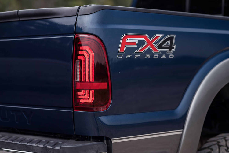 11-16 Ford Super Duty Amber DRL Heads and Red Tails-2