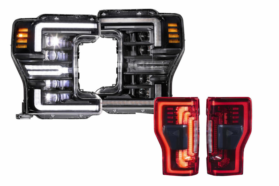17-19 Ford Super Duty White DRL Heads and Red Tails-HEADTAILKIT34-1