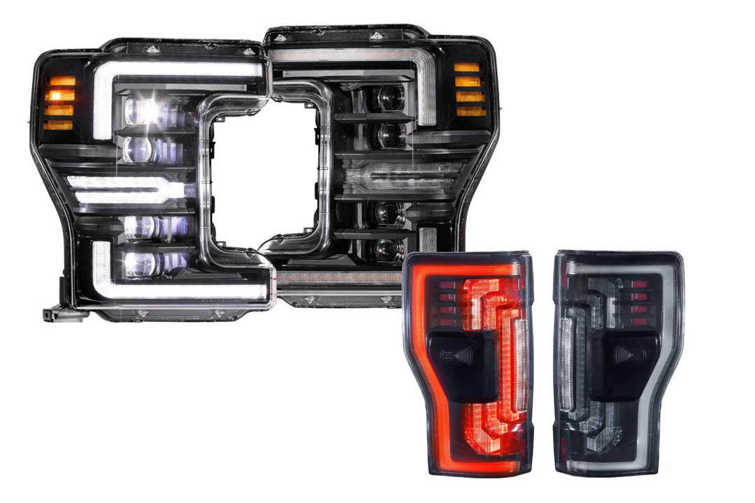 17-19 Ford Super Duty White DRL Heads and Smoked Tails-HEADTAILKIT31-1