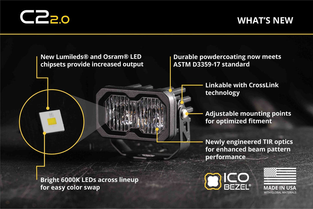 C2 2.0 Stage Series 2 inch Yellow LED Pod Standard (single)-7