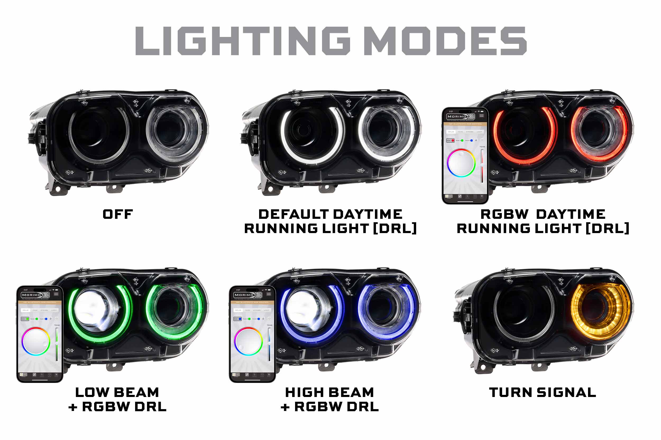 Dodge Challenger (15-23 / RGB / Set): Morimoto XRGB LED Headlights-8