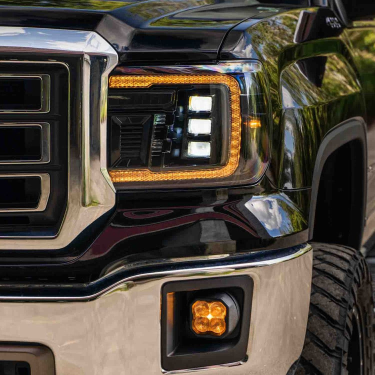 Form Lighting 14-18 GMC Sierra 1500 and 15-19 GMC Sierra 2500/3500 LED Projector Headlights (With Amber DRL)-1