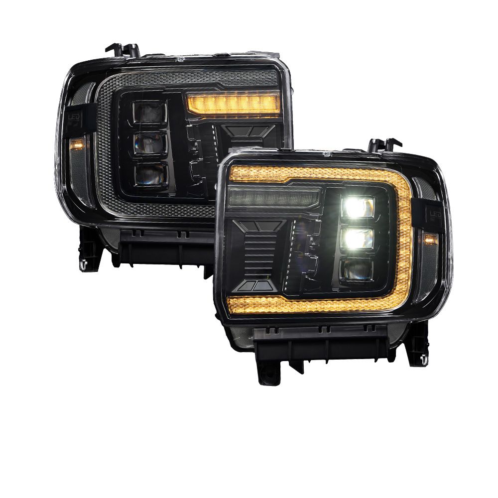 Form Lighting 14-18 GMC Sierra 1500 and 15-19 GMC Sierra 2500/3500 LED Projector Headlights (With Amber DRL)-2
