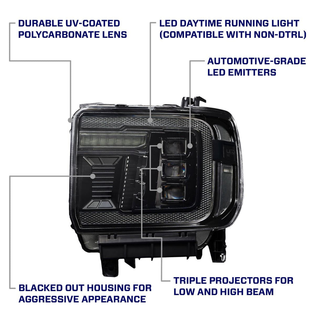 Form Lighting 14-18 GMC Sierra 1500 and 15-19 GMC Sierra 2500/3500 LED Projector Headlights (With Amber DRL)-6
