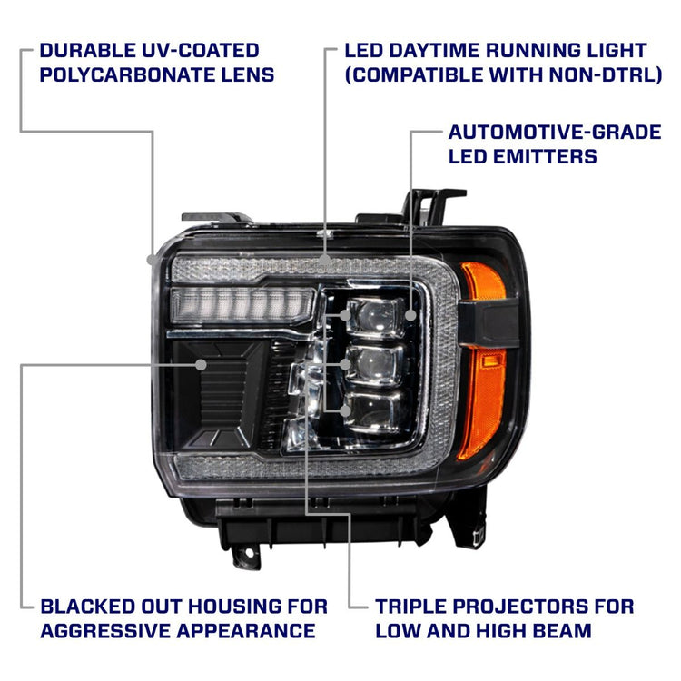 Form Lighting 14-18 GMC Sierra 1500 and 15-19 GMC Sierra 2500/3500 LED Projector Headlights (With White DRL)-8