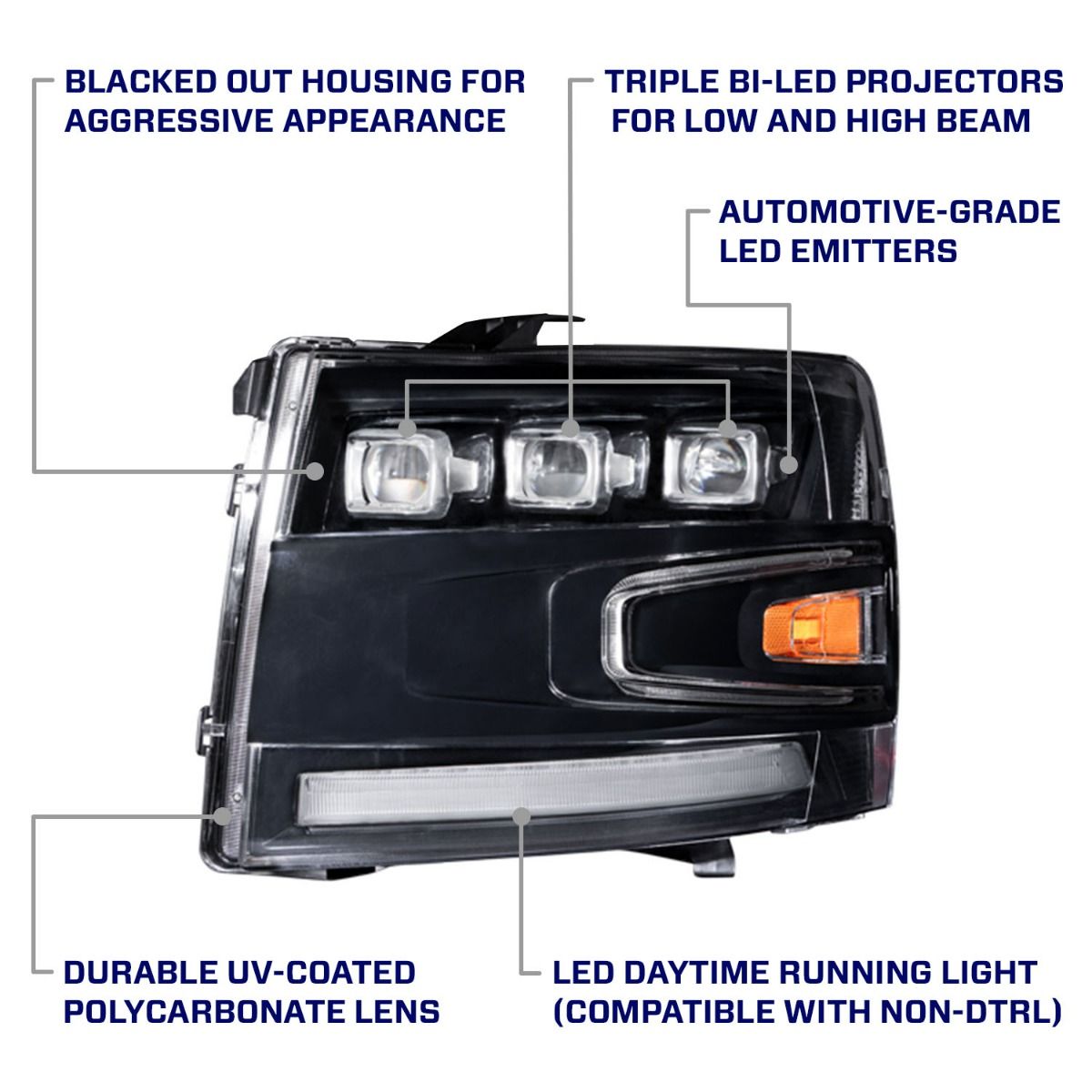 Form Lighting 2007-2013 Chevrolet Silverado LED Projector Headlights-FL0005