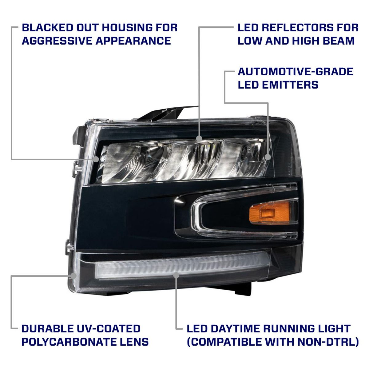Form Lighting 2007-2013 Chevrolet Silverado LED Reflector Headlights-9