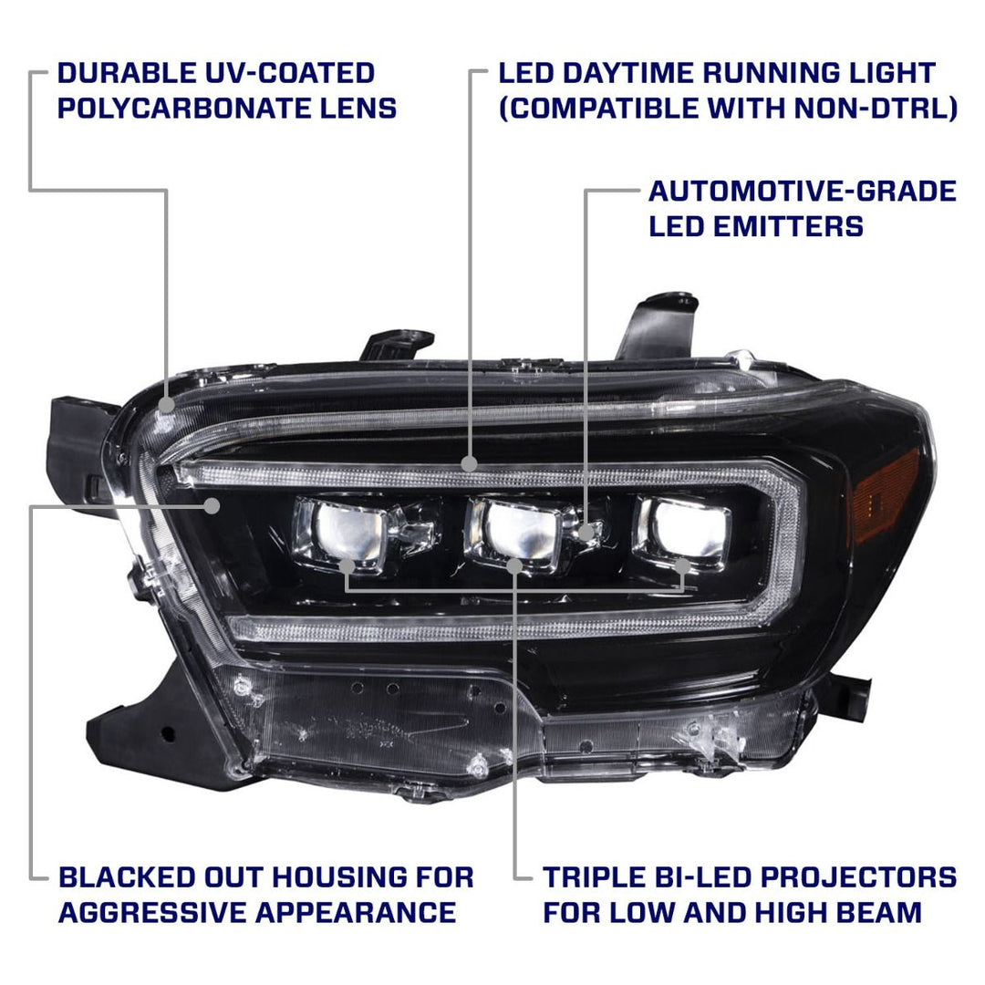 Form Lighting 2016-2023 Toyota Tacoma Sequential LED Projector Headlights (With Amber DRL)-6
