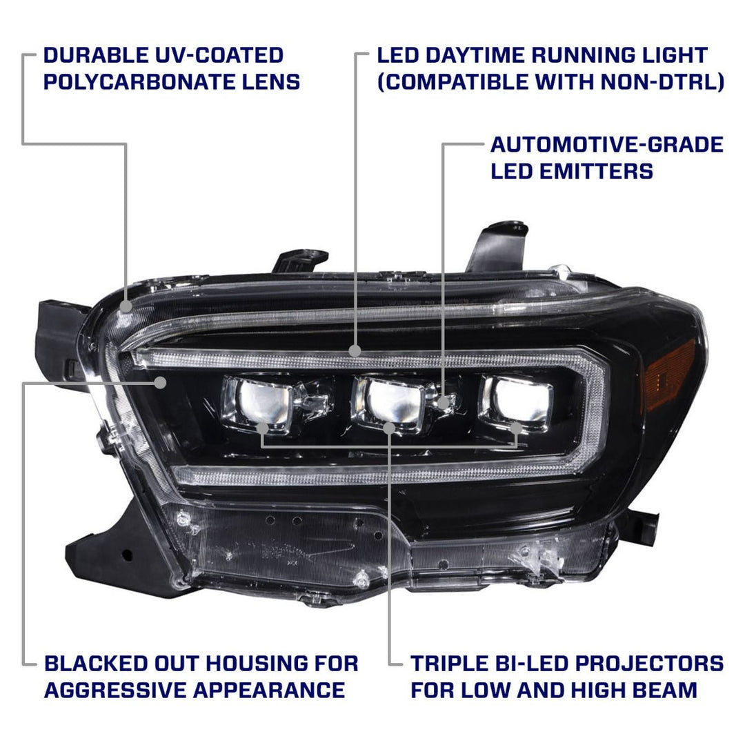 Form Lighting 2016-2023 Toyota Tacoma Sequential LED Projector Headlights with Selectable DRL (pair)-12
