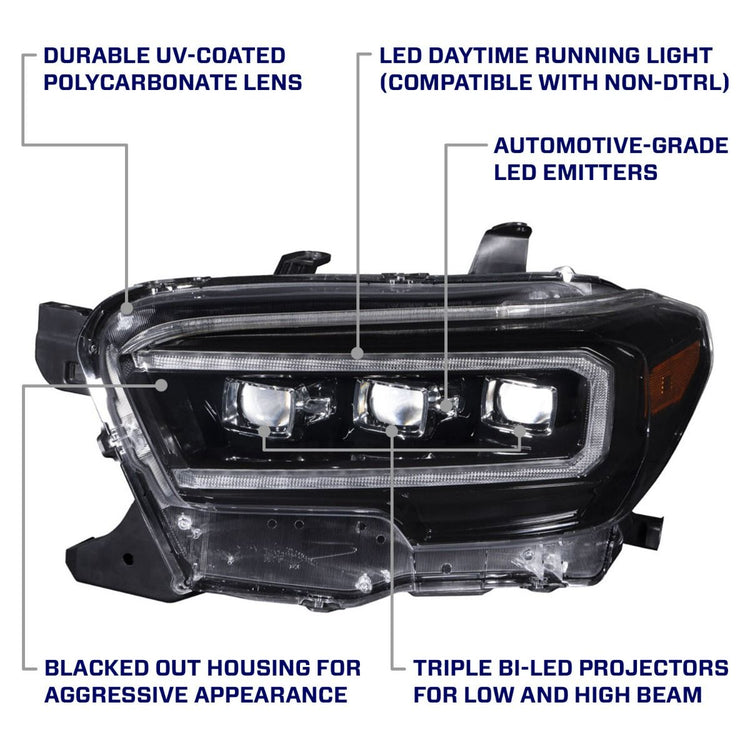 Form Lighting 2016-2023 Toyota Tacoma Sequential LED Projector Headlights with Selectable DRL (pair)-12