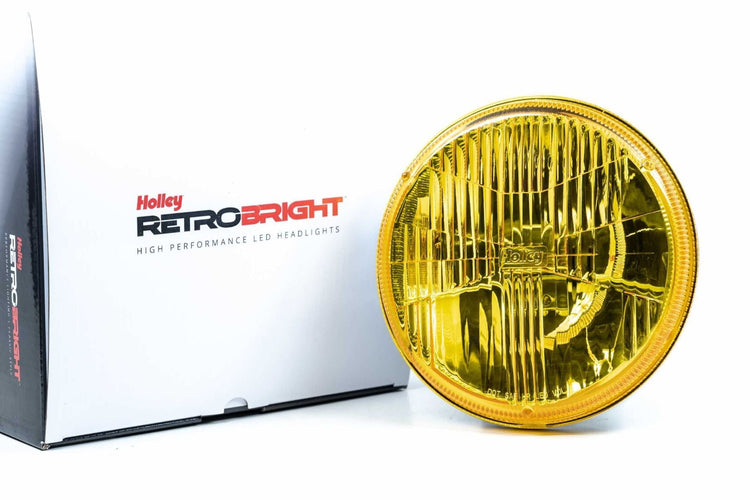 Holley RetroBright: Euro Lens Yellow 7" Round (Single Headlight)-LFRB115
