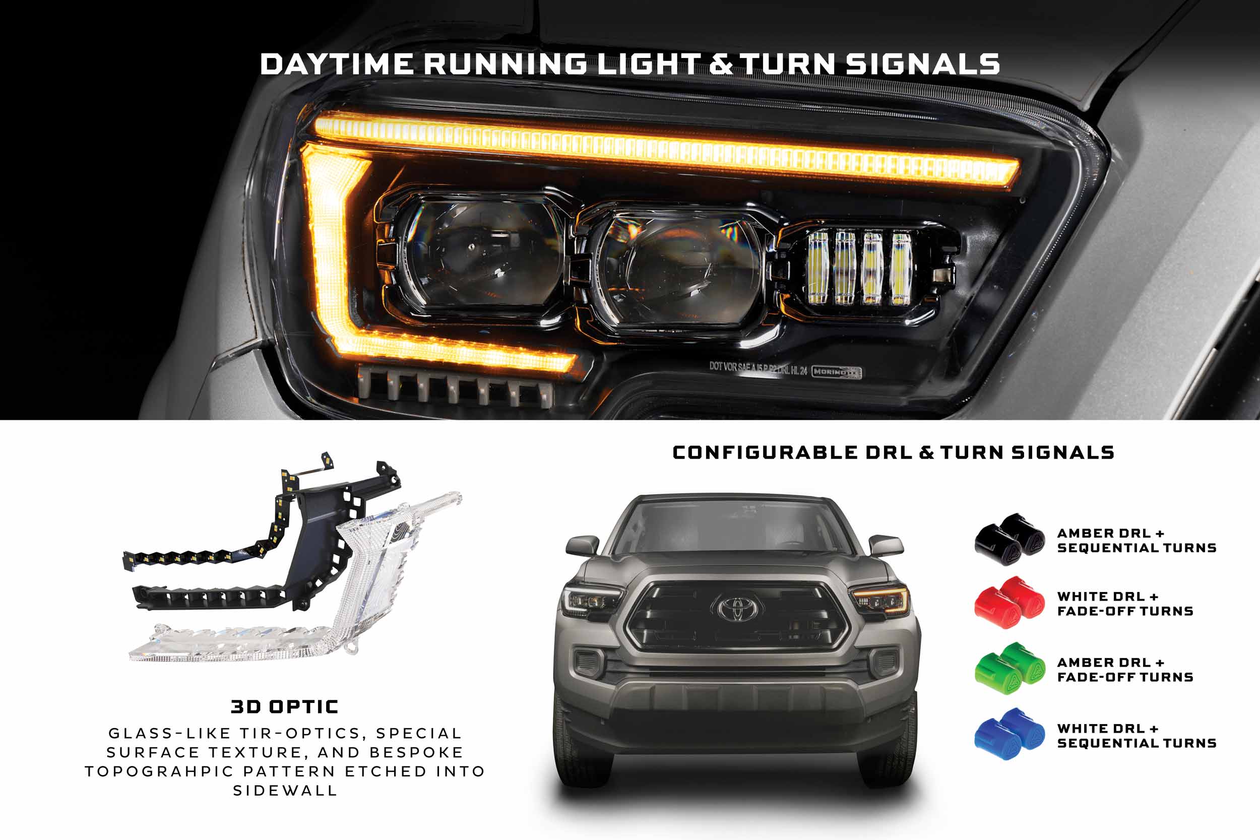 ☆トヨタ タコマ 16-23 Morimoto ヘッドライト ホワイトDRL Morimoto XB Evo Headlights: Toyota Tacoma (16-23 / Set) – Prolightz