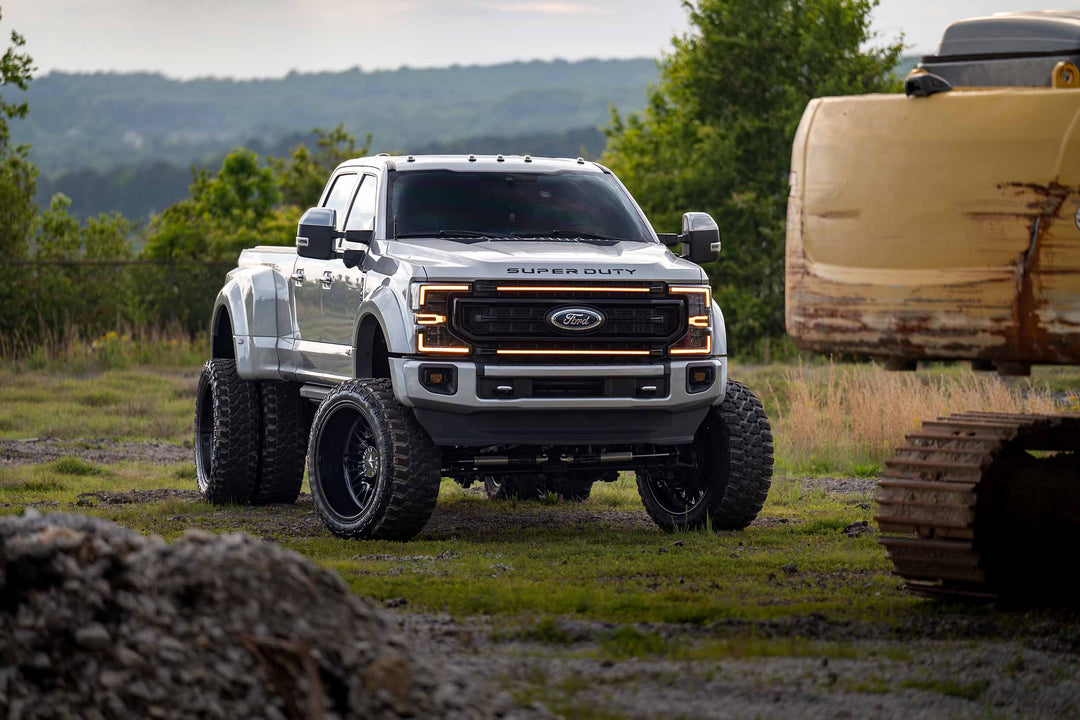 Morimoto XBG LED Grille: Ford Super Duty (20-22) (Paintable-Black / Amber DRL)-1