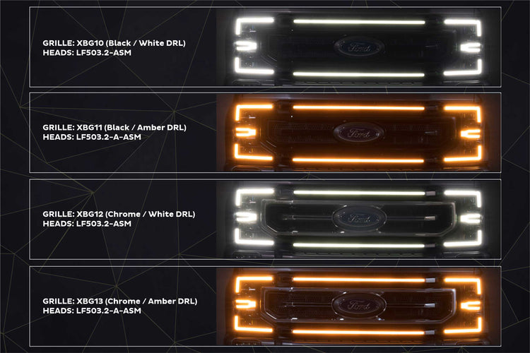 Morimoto XBG LED Grille: Ford Super Duty (20-22) (Paintable-Black / Amber DRL)-10
