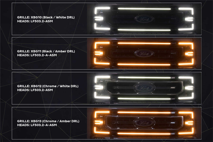 Morimoto XBG LED Grille: Ford Super Duty (20-22) (Paintable-Black / Amber DRL)-XBG11