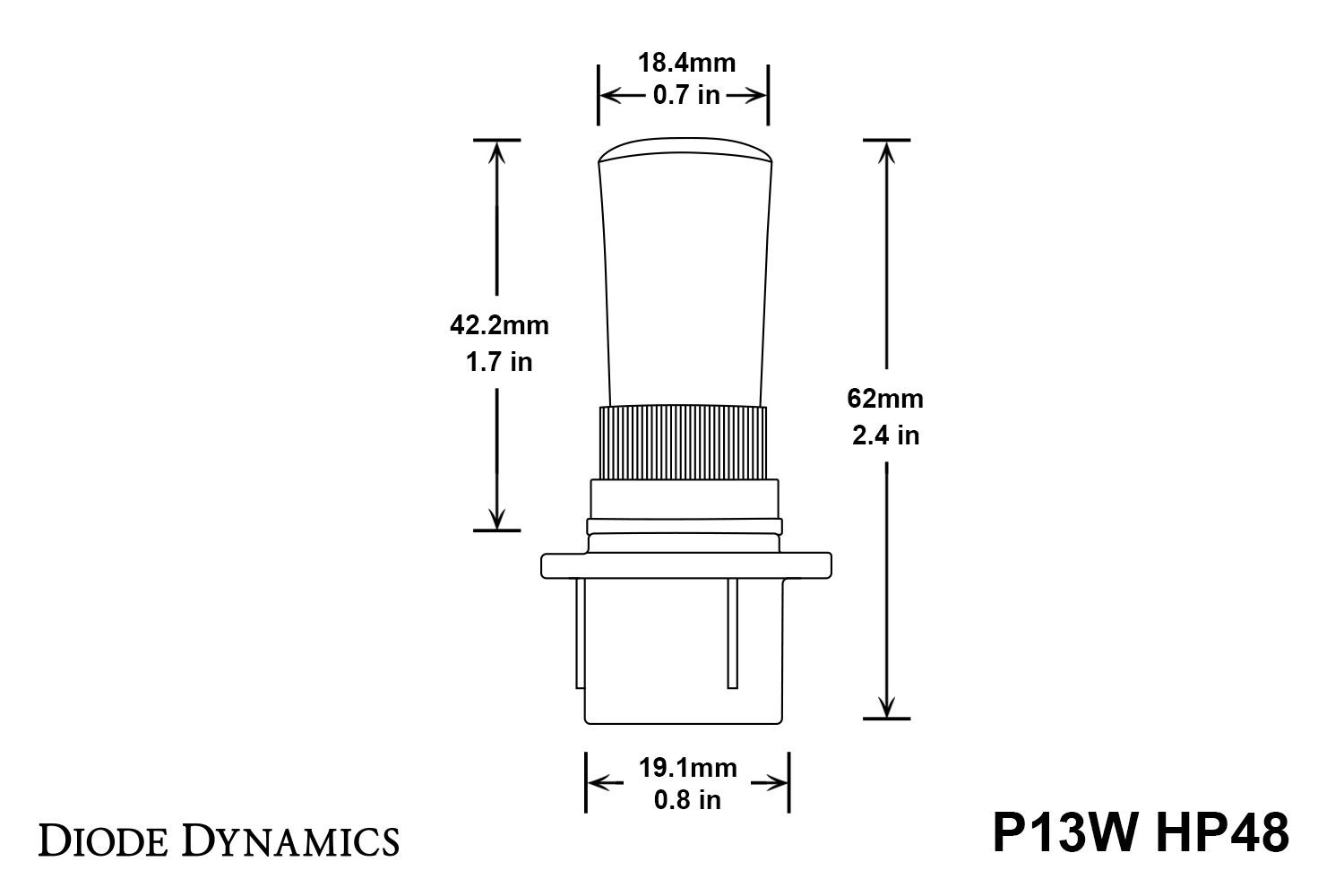 P13W HP48 LED Bulbs Cool White Pair Diode Dynamics-dd0188p