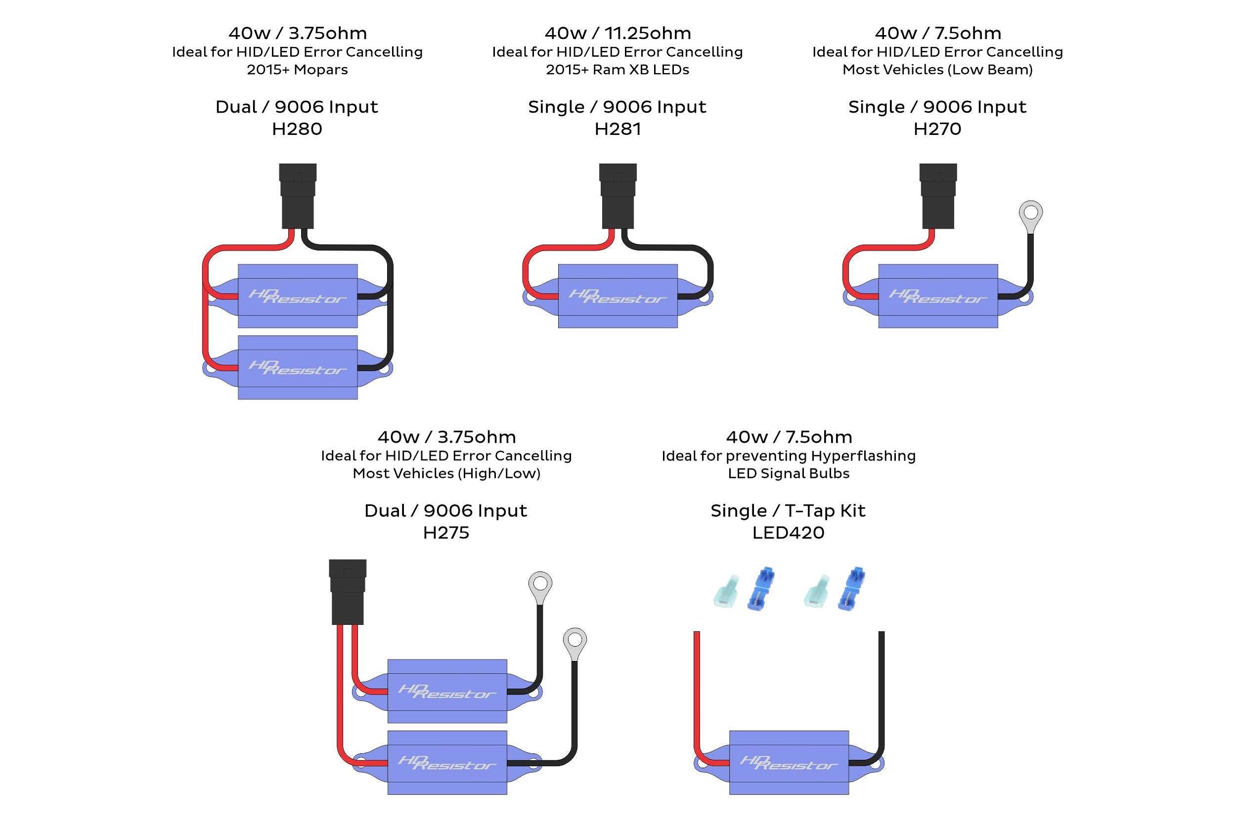 Resistor: Morimoto 40W/7.5ohm (Single / T-Tap Kit)-5