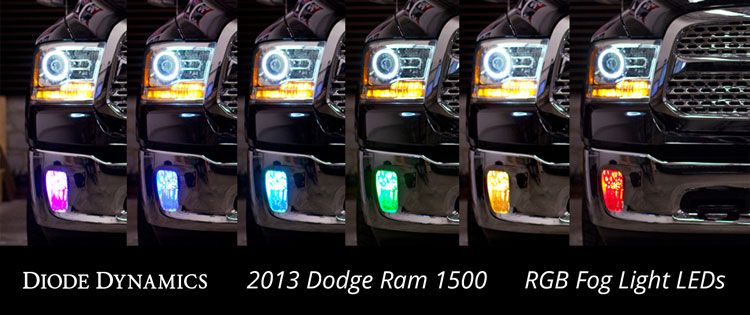 RGB Multicolor Fog Light LEDs for 2013-2023 Ram 1500/2500/3500 Pair Diode Dynamics-