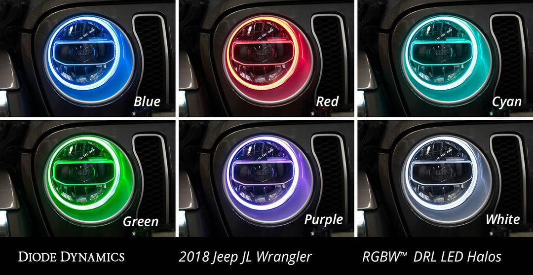 RGBW HD LED Halos for 2018+ Jeep JL Wrangler/Gladiator Diode Dynamics-4