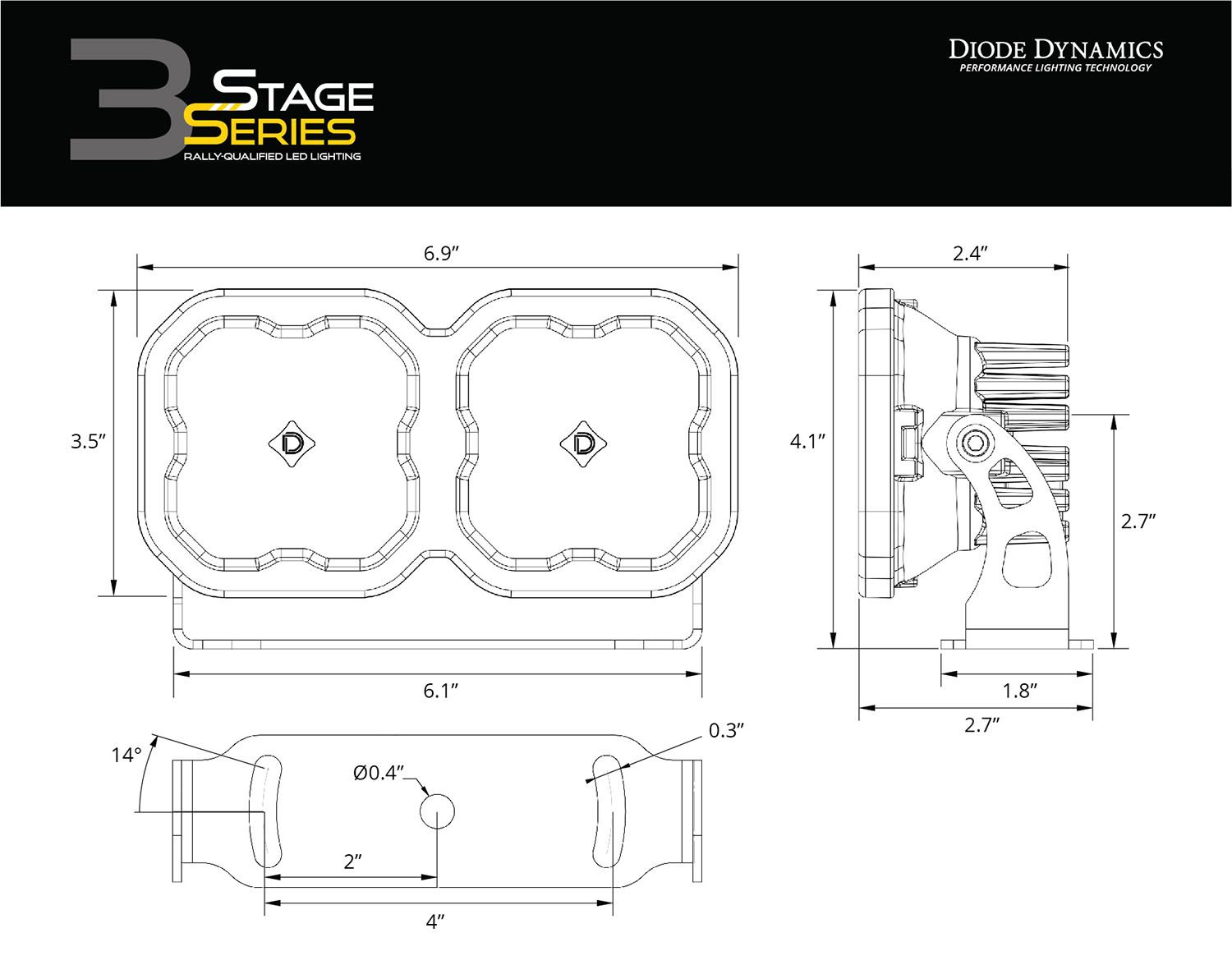 SS3 Dual-Pod Bracket Kit Diode Dynamics-5