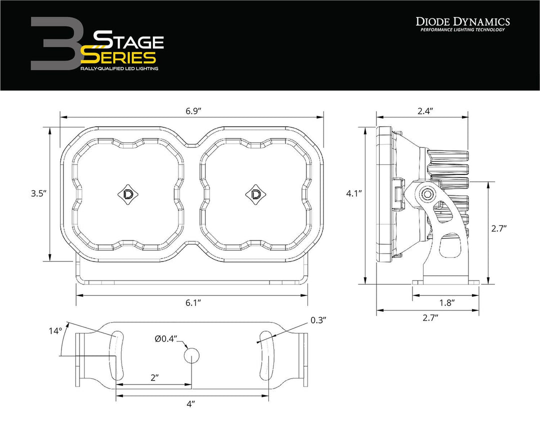SS3 Dual-Pod Bracket Kit Diode Dynamics-DD6610