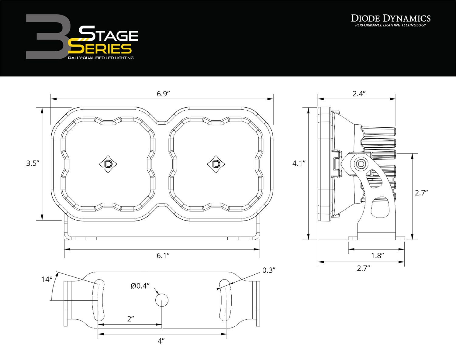 SS3 Dual-Pod Bracket Kit Diode Dynamics-DD6610