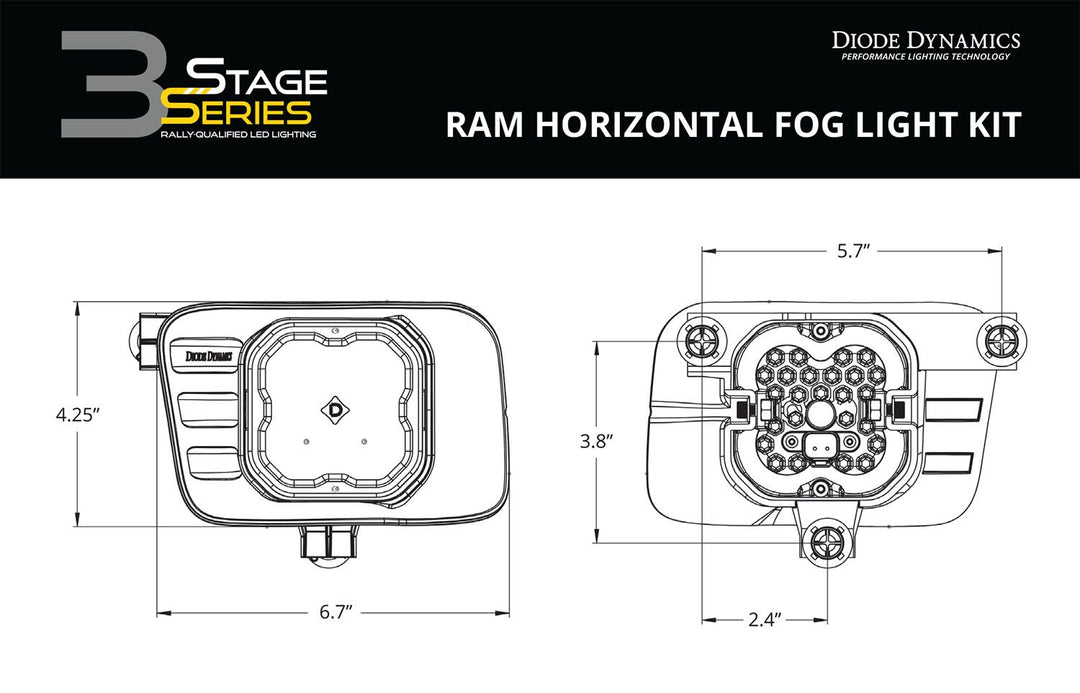 SS3 LED Fog Light Kit for 10-18 Ram 2500/3500 Diode Dynamics-