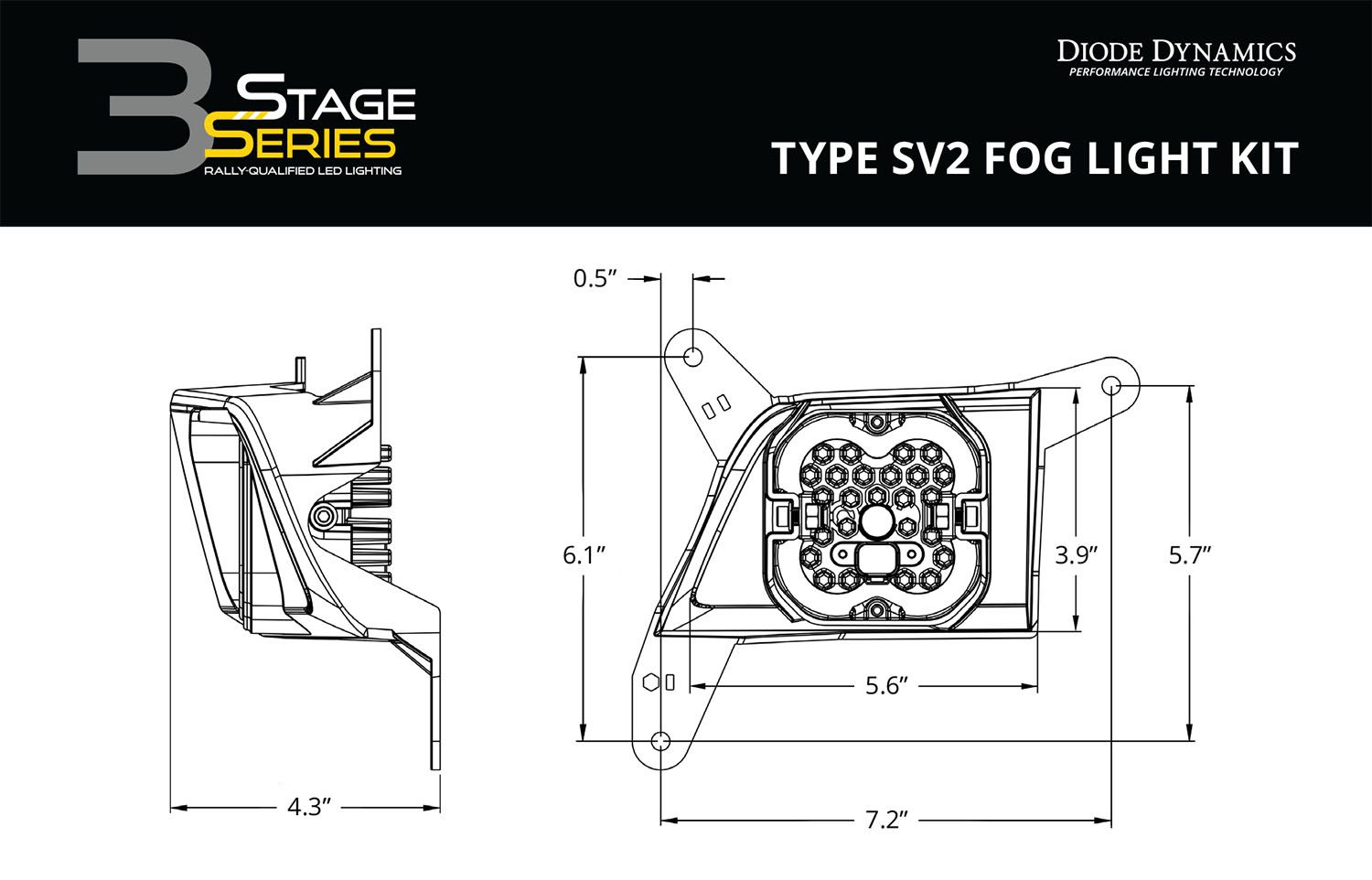 SS3 Type SV2 LED Fog Light Kit Diode Dynamics-