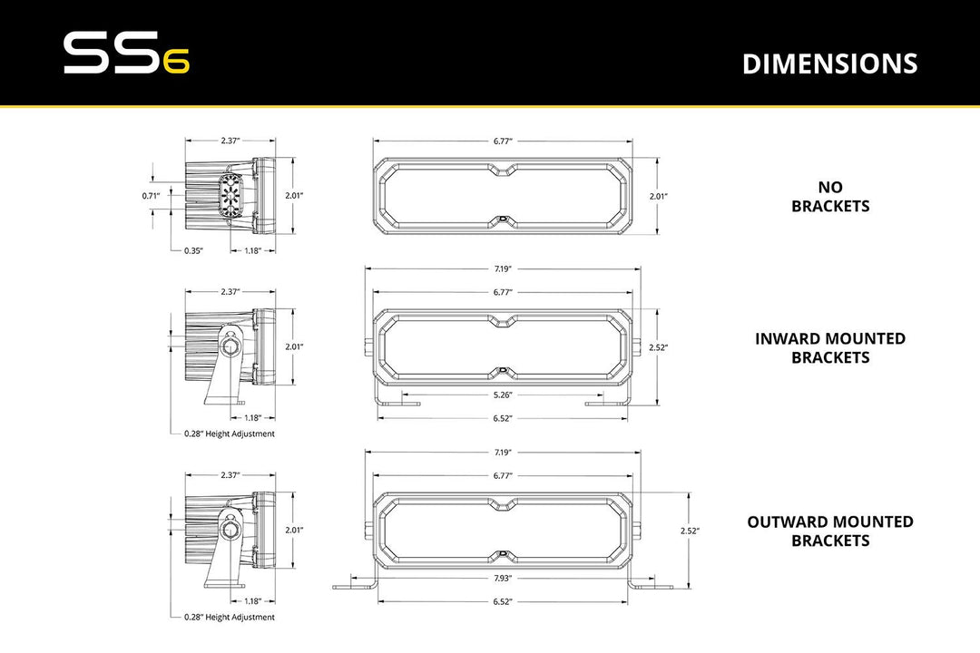 Diode Dynamics SS6 SAE/DOT Yellow LED Light Bar (single)