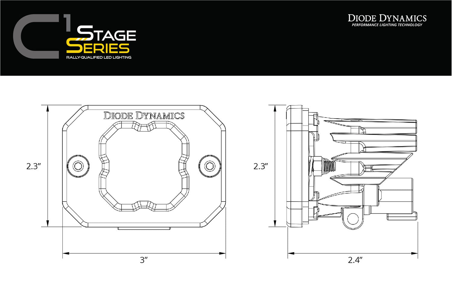 SSC1 Stage Series C1 LED Pod Yellow Flush (Pair)-
