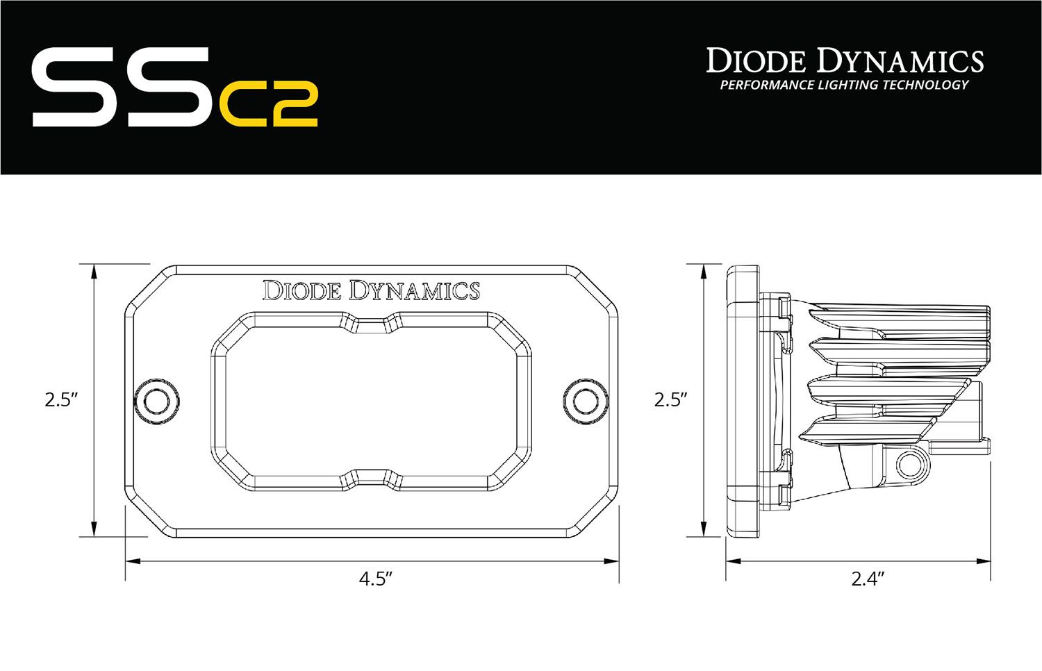SSC2 Stage Series 2 Inch Amber LED Pod Flush (Single)-