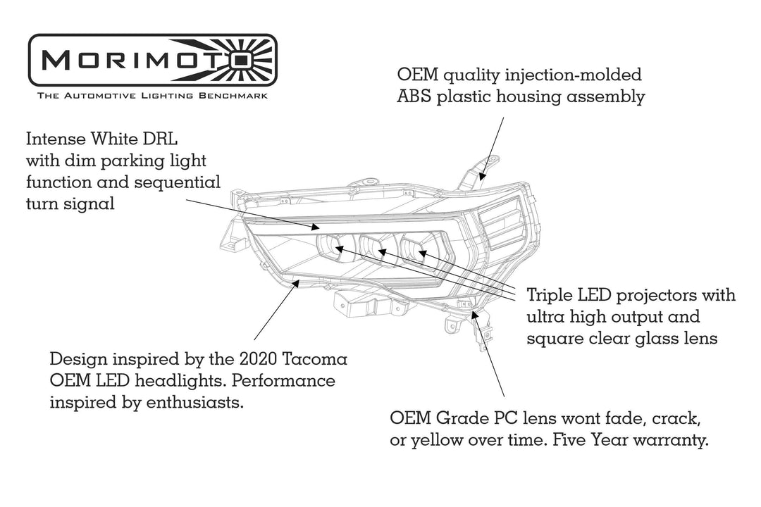 Toyota 4Runner (14-24): Morimoto XB LED Headlights (White DRL /Gen 2)-LF531.2-ASM